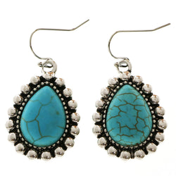Erica Lyons Acrylic Stone with Viens Dangle-Earrings Silver-Tone