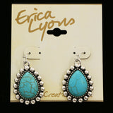 Erica Lyons Acrylic Stone with Viens Dangle-Earrings Silver-Tone