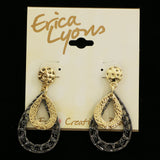 Erica Lyons Dangle  Post-Earrings Dark-Silver/Gold-Tone