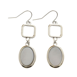 Erica Lyons Polished Shell Accent Drop-Dangle-Earrings Silver-Tone/White