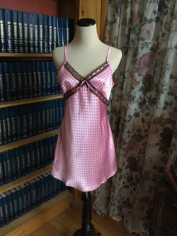 Pink and Brown Lace Polka Dot Chemise
