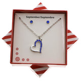 Mi Amore Birth stones Necklace-Earrings-Set Silver-Tone/Blue