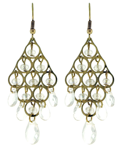 Gold-Tone Chandelier Style Dangle Earrings AMZ-GC33B