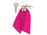 Pink Ribbon Keychain With Flower Accent KEKC4393