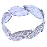 Mi Amore Leaf design Stretch-Bracelet Silver-Tone