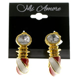 Colorful & Gold-Tone Colored Metal Clip-On-Earrings With Crystal Accents #LQC04