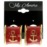 Anchor Clip-On-Earrings Red & Gold-Tone Colored #LQC06