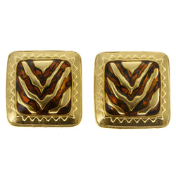 Gold-Tone & Multi Colored Metal Clip-On-Earrings #LQC107