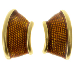 Orange & Gold-Tone Colored Metal Clip-On-Earrings #LQC114