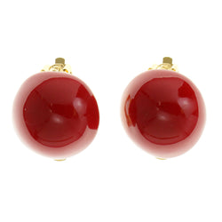 Red & Gold-Tone Colored Metal Clip-On-Earrings #LQC11