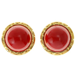 Red & Gold-Tone Colored Metal Clip-On-Earrings #LQC129