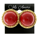 Red & Gold-Tone Colored Metal Clip-On-Earrings #LQC129