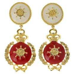 Ships Wheels Crown Bow Clip-On-Earrings Colorful & Gold-Tone Colored #LQC12