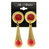 Gold-Tone & Red Colored Metal Clip-On-Earrings #LQC130