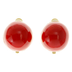 Red & Gold-Tone Colored Metal Clip-On-Earrings #LQC133