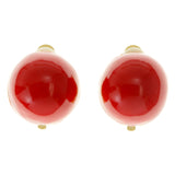 Red & Gold-Tone Colored Metal Clip-On-Earrings #LQC133