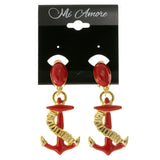 Anchor Clip-On-Earrings Red & Gold-Tone Colored #LQC14
