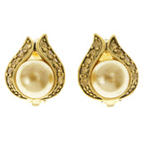 Gold-Tone Metal Clip-On-Earrings With Faceted Accents #LQC152