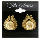 Gold-Tone Metal Clip-On-Earrings With Faceted Accents #LQC152