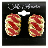 Red & Gold-Tone Colored Metal Clip-On-Earrings #LQC158