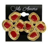 Red & Gold-Tone Colored Metal Clip-On-Earrings #LQC159