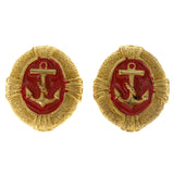 Anchors Clip-On-Earrings Gold-Tone & Red Colored #LQC163