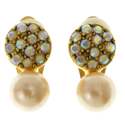 Colorful & Gold-Tone Colored Metal Clip-On-Earrings With Faceted Accents #LQC176