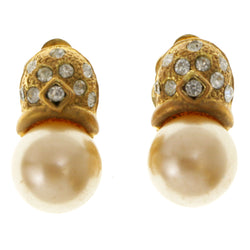 Gold-Tone Metal Clip-On-Earrings With Faceted Accents #LQC179