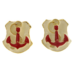 Anchor Clip-On-Earrings Colorful & Gold-Tone Colored #LQC18