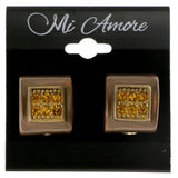 Colorful & Gold-Tone Colored Metal Clip-On-Earrings With Crystal Accents #LQC197