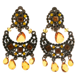 Colorful Metal Clip-On-Earrings With Crystal Accents #LQC205