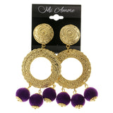 Gold-Tone & Purple Colored Metal Clip-On-Earrings #LQC215
