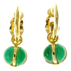 Gold-Tone & Green Colored Metal Clip-On-Earrings #LQC21