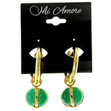 Gold-Tone & Green Colored Metal Clip-On-Earrings #LQC21