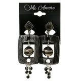 Silver-Tone & Black Colored Metal Clip-On-Earrings With Bead Accents #LQC225