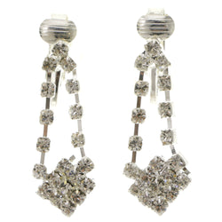 Silver-Tone Metal Clip-On-Earrings With Crystal Accents #LQC226