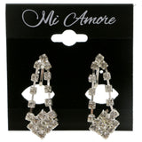 Silver-Tone Metal Clip-On-Earrings With Crystal Accents #LQC226