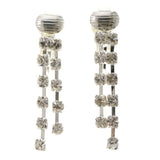 Silver-Tone Metal Clip-On-Earrings With Crystal Accents #LQC227