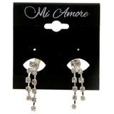 Silver-Tone Metal Clip-On-Earrings With Crystal Accents #LQC227