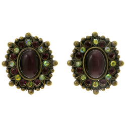 Colorful Metal Clip-On-Earrings With Faceted Accents #LQC230