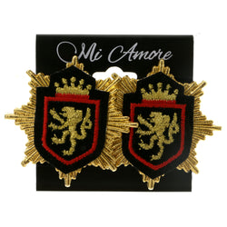 Lion Crown Crest Clip-On-Earrings Colorful & Gold-Tone Colored #LQC231