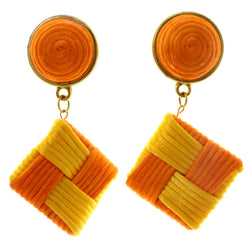 Colorful & Gold-Tone Colored Fabric Clip-On-Earrings #LQC233