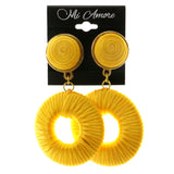 Yellow & Gold-Tone Colored Fabric Clip-On-Earrings #LQC234