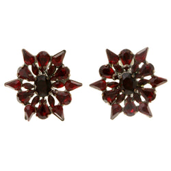 Red & Gold-Tone Colored Metal Clip-On-Earrings With Faceted Accents #LQC251