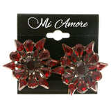 Red & Gold-Tone Colored Metal Clip-On-Earrings With Faceted Accents #LQC251