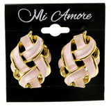 Pink & Gold-Tone Colored Metal Clip-On-Earrings #LQC259