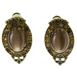 Colorful & Gold-Tone Colored Metal Clip-On-Earrings With Faceted Accents #LQC261