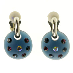 Colorful & Silver-Tone Acrylic Clip-On-Earrings Crystal Accents #LQC266