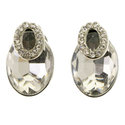 Silver-Tone Metal Clip-On-Earrings With Faceted Accents #LQC269