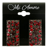 Red & Gold-Tone Colored Metal Clip-On-Earrings With Crystal Accents #LQC277